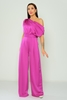 Rengin Night Wear Jumpsuits Black Fuchsia Petroleum ضارب الى الحمرة