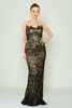 Rengin Night Wear Evening Dresses Black Gold Skin Skin