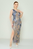 Rengin Night Wear Evening Dresses Black Beige Mink Powder indigo Cagla İndigo