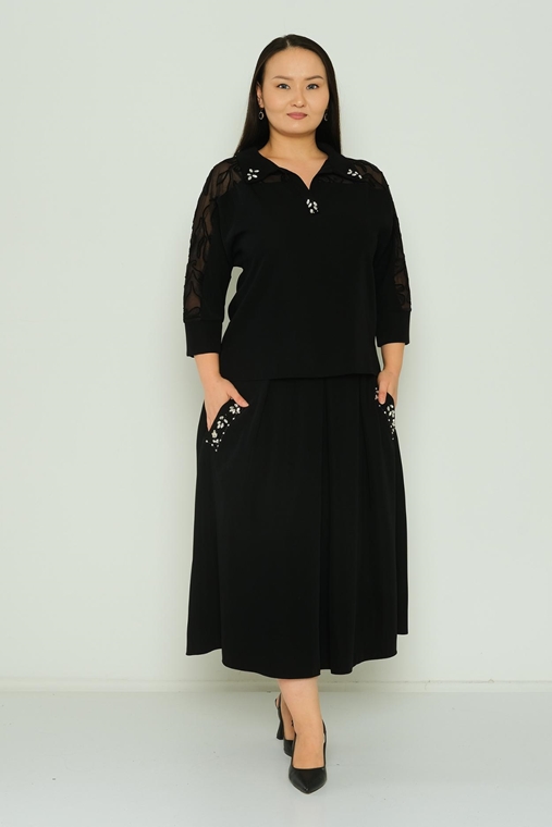 Modamila Casual Plus Size Suits Black Red Green