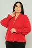 Favori Casual Plus Size Blouse Black Red Ecru Powder Sax Kırmızı