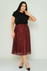 Mac Park Casual Skirts Black Gold Bordeux bordo şarabı