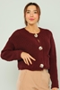 Wo-man Without Hood Buttoned Casual Cardigans Blue Bordeux Caramel bordo şarabı