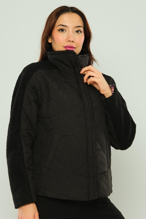 Zanzi Casual Woman Coats Black Caramel 991KEMIK