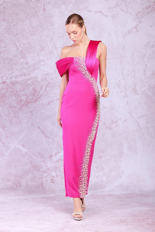 Odrella Night Wear Evening Dresses Black Fuchsia Sax Khaki Emerald