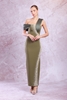 Odrella Night Wear Evening Dresses Black Fuchsia Sax Khaki Emerald Khaki