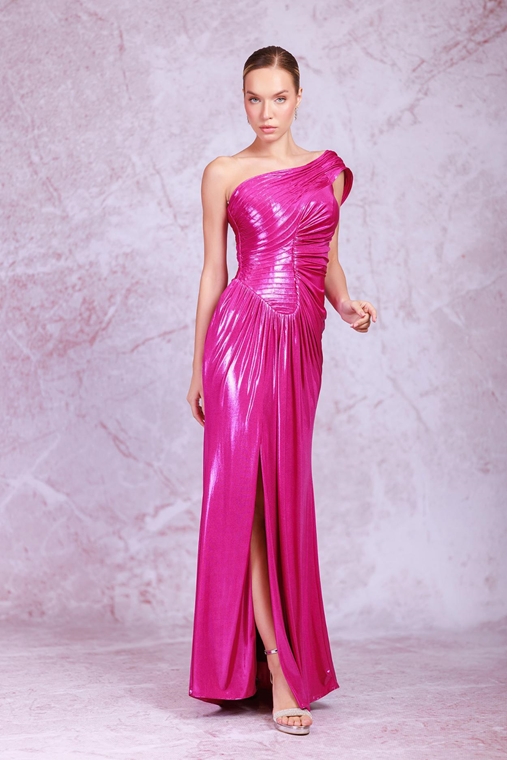 Odrella Night Wear Evening Dresses Fuchsia Mink Sax Black-Silver Emerald Black-Copper