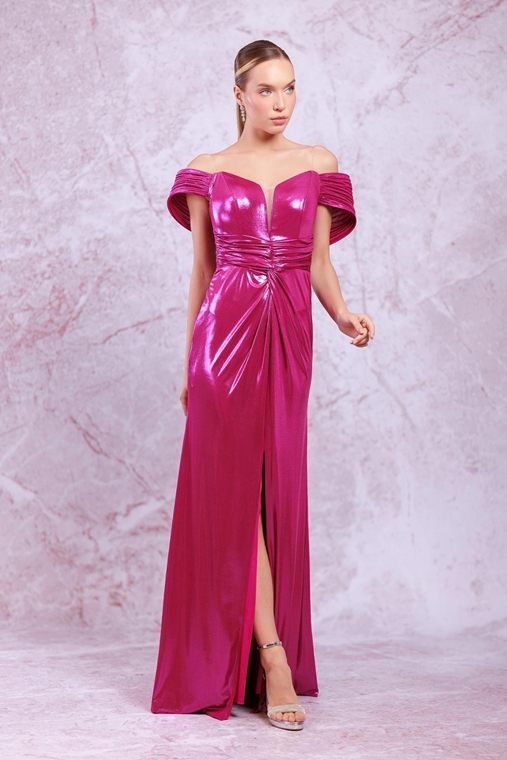 Odrella Night Wear Evening Dresses Fuchsia Mink Sax Black-Silver Black-Gold Emerald