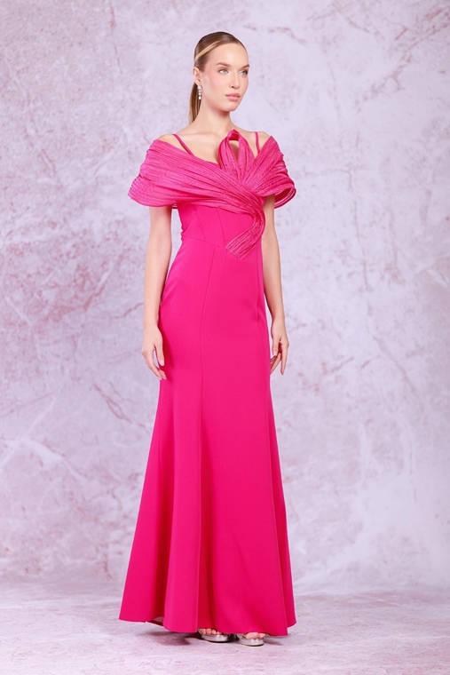 Odrella Night Wear Evening Dresses Bordeux Fuchsia Sax