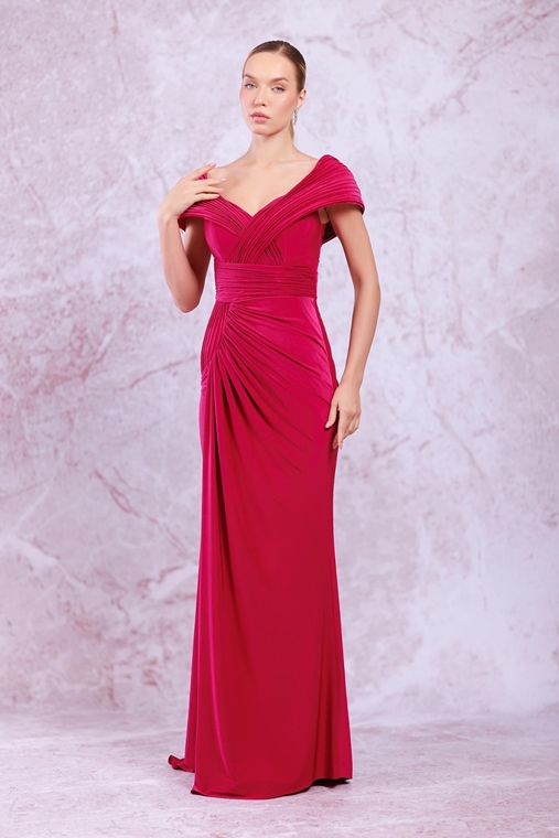 Odrella Night Wear Evening Dresses Fuchsia Sax Emerald