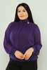 Explosion Long Sleeve Casual Plus Size Blouse Black Red Purple أرجواني