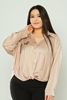 Explosion Long Sleeve Casual Plus Size Blouse Black Beige Ecru Beige