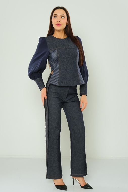 Miarte High Waist Casual Trousers indigo