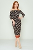 Lila Rose Three Quarter Sleeve Casual Dresses Leopard Brown