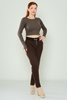 Mosento High Waist Casual Trousers Black Brown Mink Khaki بنى