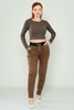 Mosento High Waist Casual Trousers Black Brown Mink Khaki المنك