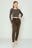 Mosento High Waist Casual Trousers Black Brown Mink Khaki كاكي