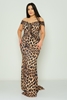 Odrella Night Wear Evening Dress Black Fuchsia Leopard Mink Emerald لون النمر