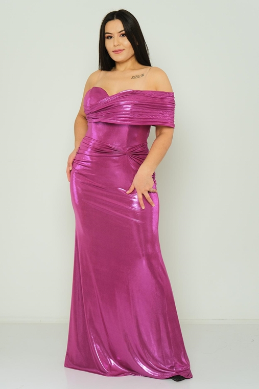 Odrella Night Wear Evening Dress Fuchsia Leopard Mink Emerald