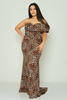 Odrella Night Wear Evening Dress Fuchsia Leopard Mink Emerald Leopard