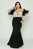 Odrella Night Wear Evening Dress Black Black-Beige اللون البيج - أسود