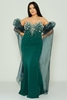 Odrella Night Wear Evening Dress Black Fuchsia Emerald Emerald