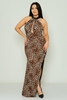 Odrella Night Wear Evening Dress Black Fuchsia Leopard Mink Emerald Leopard