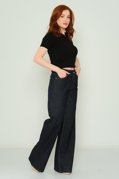 Hit Me Up High Waist Casual Trousers Blue