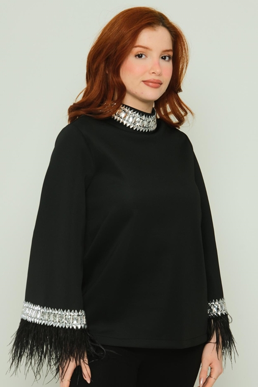 Lila Rose Long Sleeve Casual Blouses Black Leopard Snake