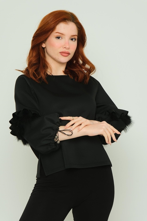 Lila Rose Long Sleeve Casual Blouses Black