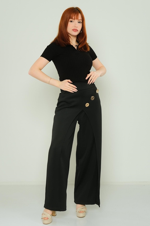 Lila Rose Casual Trousers Black Leopard-Brown