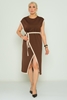 Gogo Casual Dress Black Brown بنى