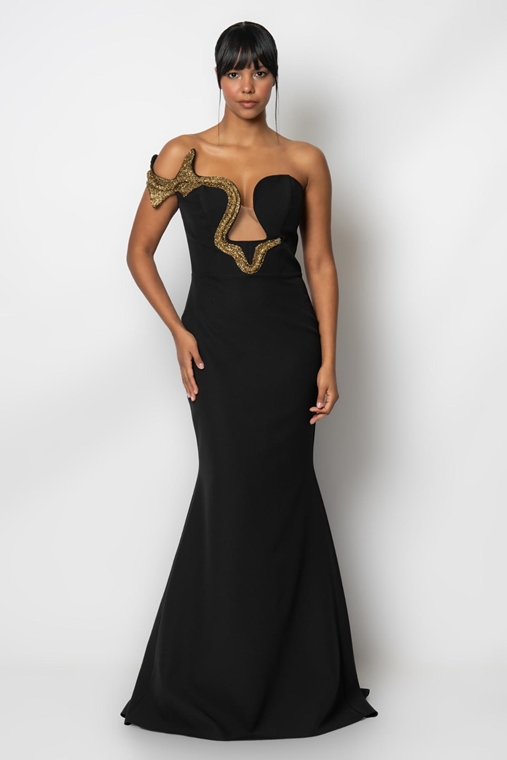 Rengin Night Wear Evening Dresses Black Olive