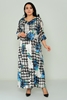 Pole & Pole Maxi Long Sleeve Casual Dress Red-Green Sax-Green Yellow-Green Sax-Green