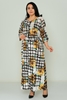 Pole & Pole Maxi Long Sleeve Casual Dress Red-Green Sax-Green Yellow-Green Yellow-Green