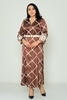 Pole & Pole Maxi Casual Dress Black-Beige Brown-Beige Bordeux-Beige Beige-Black اللون البيج - بنى