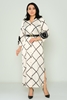 Pole & Pole Maxi Casual Dress Black-Beige Brown-Beige Bordeux-Beige Beige-Black أسود - اللون البيج