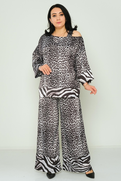 Pole & Pole Casual Plus Size Suits Black-Grey Black-Fuchsia