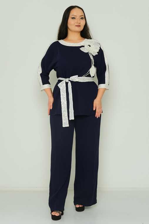 Modamila Casual Plus Size Suits Navy