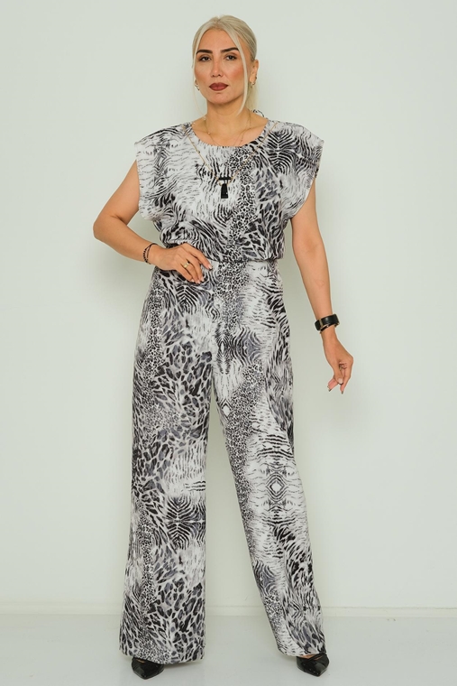 Selen Casual Jumpsuits Grey Leopard