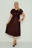 Mac Park Casual Dress Gold Copper bordo şarabı