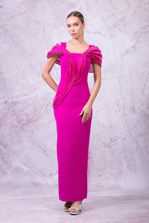 Odrella Night Wear Evening Dresses Black Fuchsia Khaki Caramel Stone