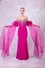 Odrella Night Wear Evening Dresses Black Fuchsia Fuchsia