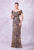 Odrella Night Wear Evening Dresses Black Fuchsia Leopard Vizon