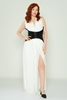 Rengin Night Wear Evening Dresses Black Ecru FOUNDATİON Ecru