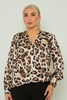 Zanzi Long Sleeve V Neck Casual Blouse 801LEOPAR