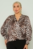 Zanzi Long Sleeve V Neck Casual Blouse 806LEOPAR