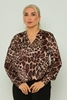 Zanzi Long Sleeve V Neck Casual Blouse 809LEOPAR