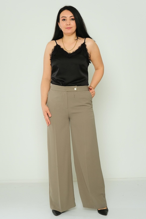 Selen High Waist Casual Trousers Khaki