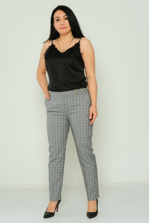 Selen Casual Trousers Grey Silver Coffee With Milk